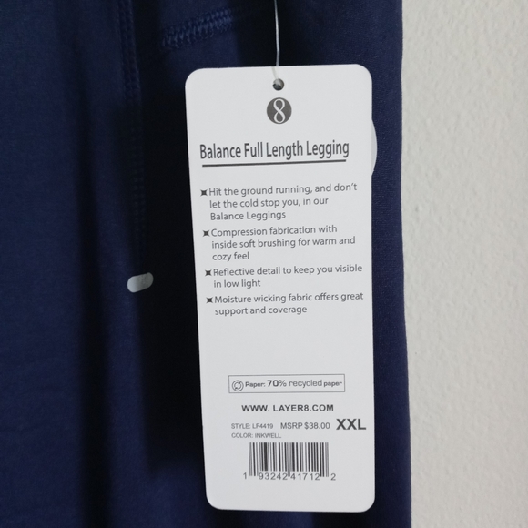 NWT Layers8 Blue reflective detail Qwick Dry leggings - Picture 8 of 10
